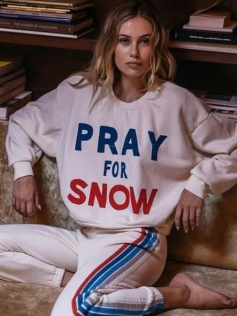 Aviator Nation Pray for Snow Vintage White crew